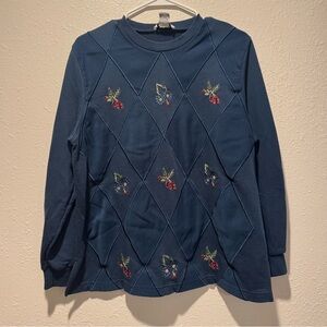 Vintage Alfred Dunner Embroidered Patchwork Floral Crewneck